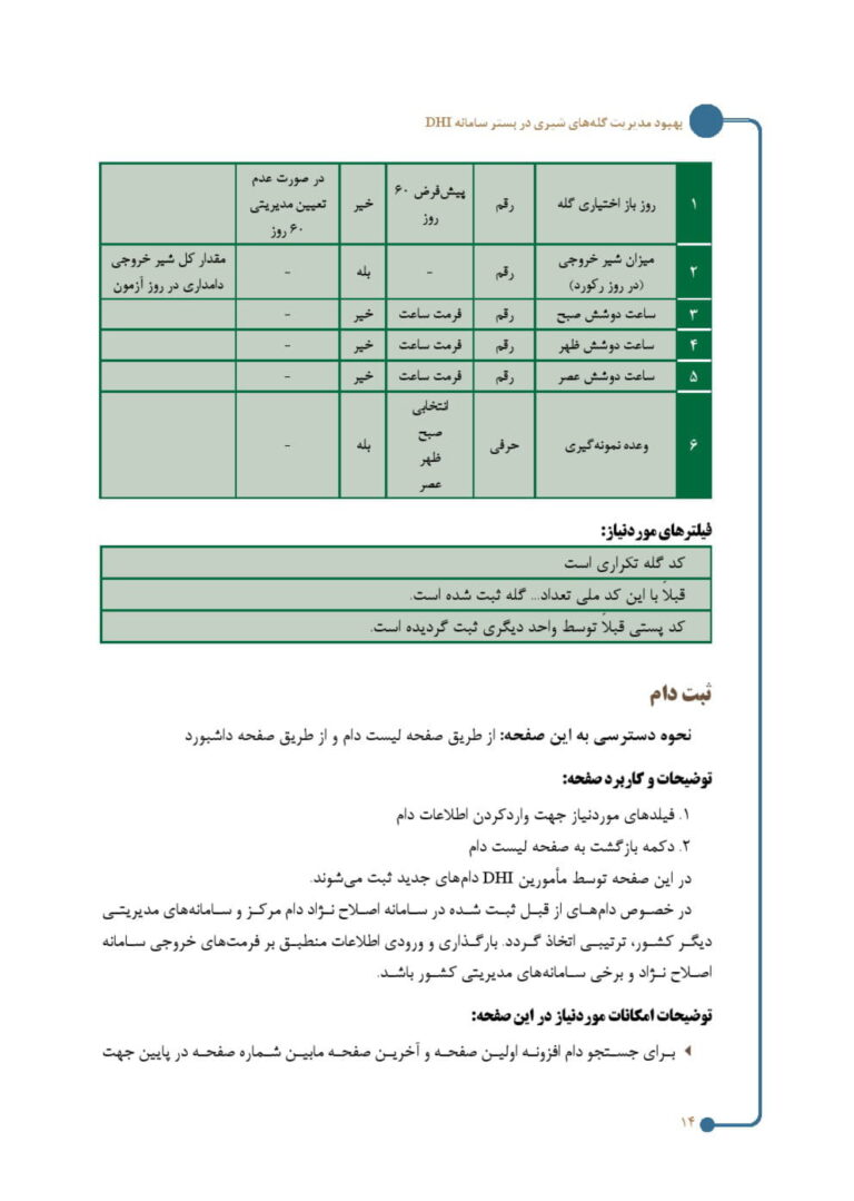 کتاب بهبود مدیریت گله های گاو شیری در بستر سامانه DHI صفحه 10