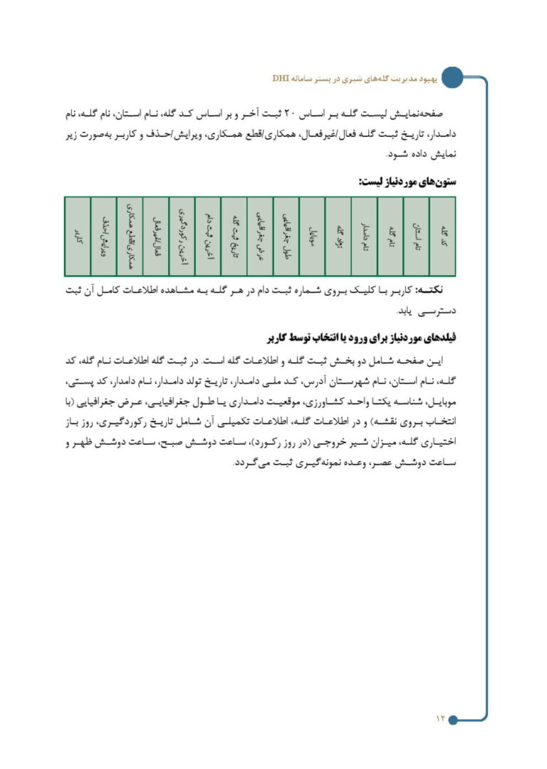 کتاب بهبود مدیریت گله های گاو شیری در بستر سامانه DHI صفحه 8